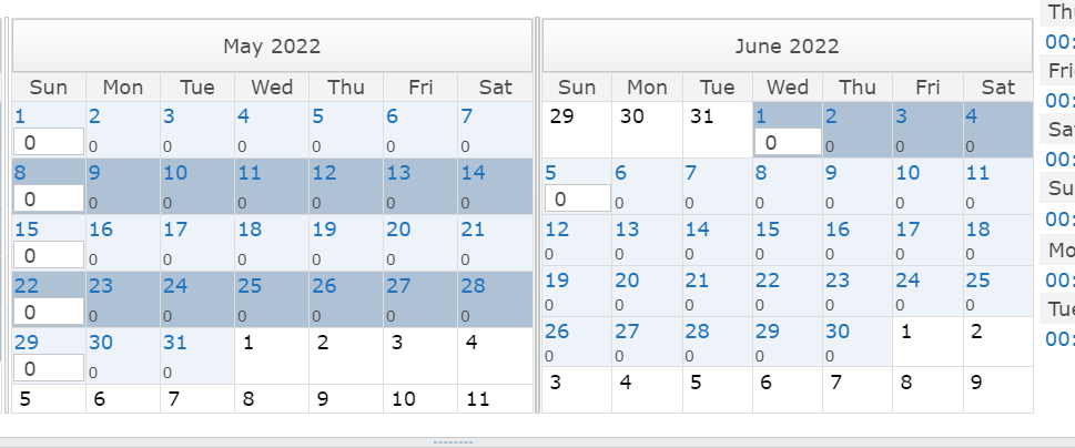 Create partial week calendar